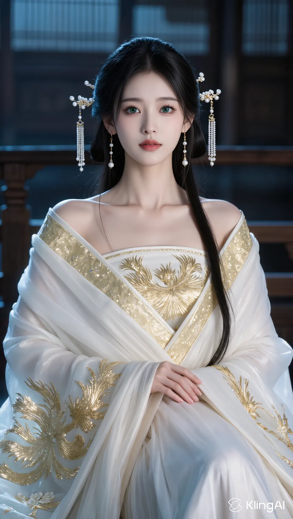 金绣白纱古风仕女