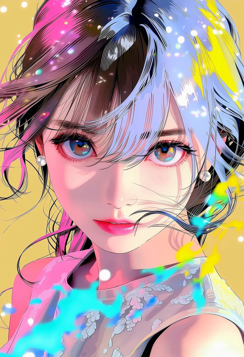 幻彩流光动漫少女肖像