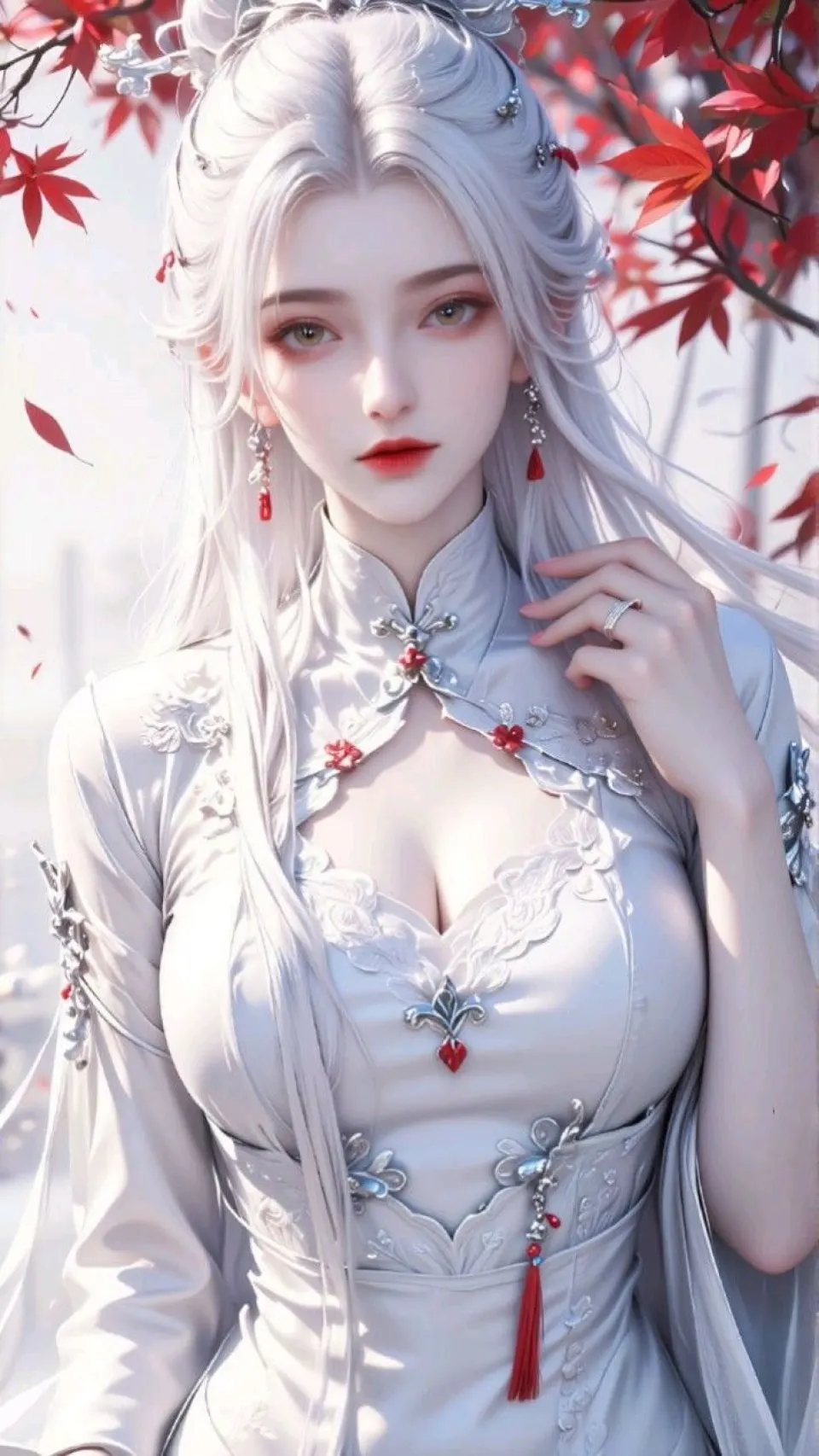 银发红枫仕女