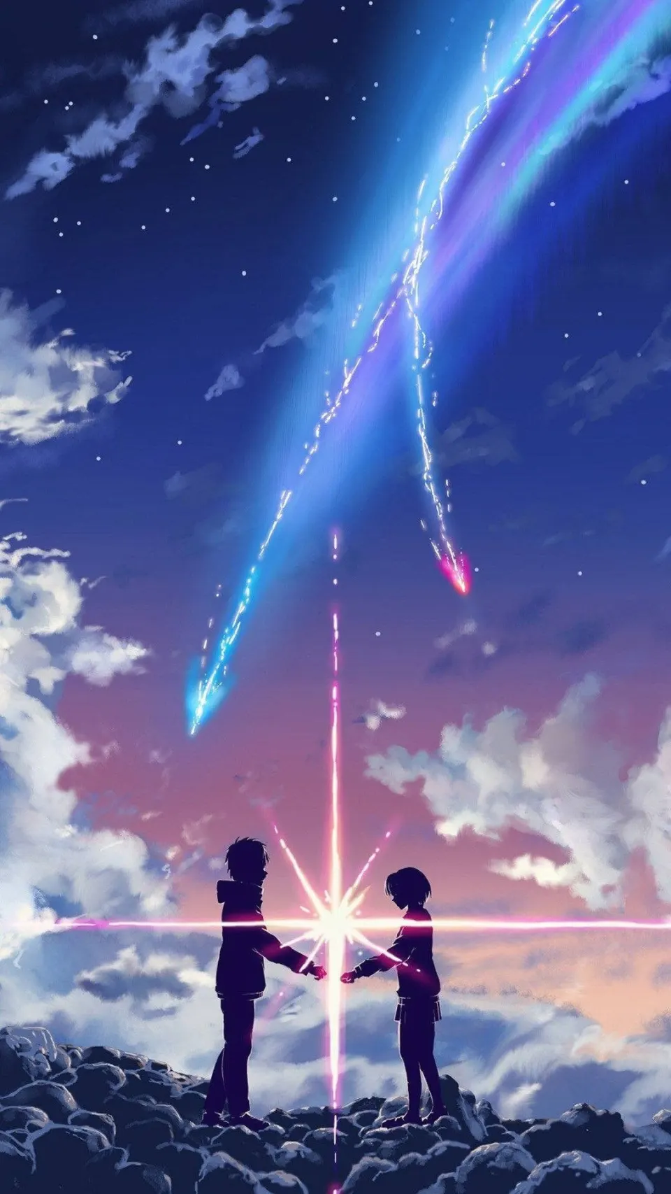星光交汇的海边剪影