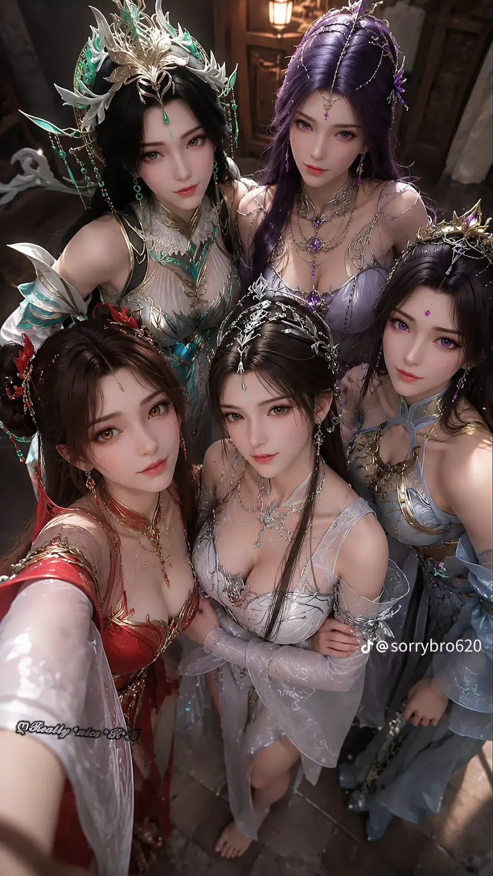 五位古风奇幻女子合影