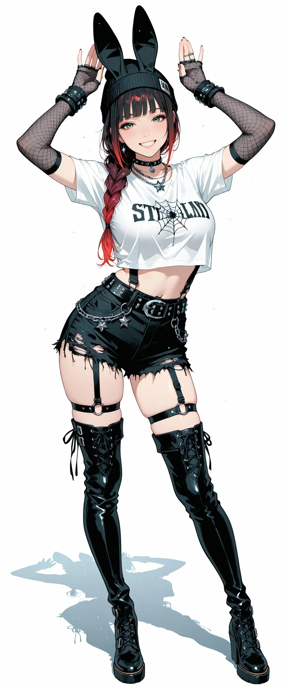 兔耳针织帽朋克少女