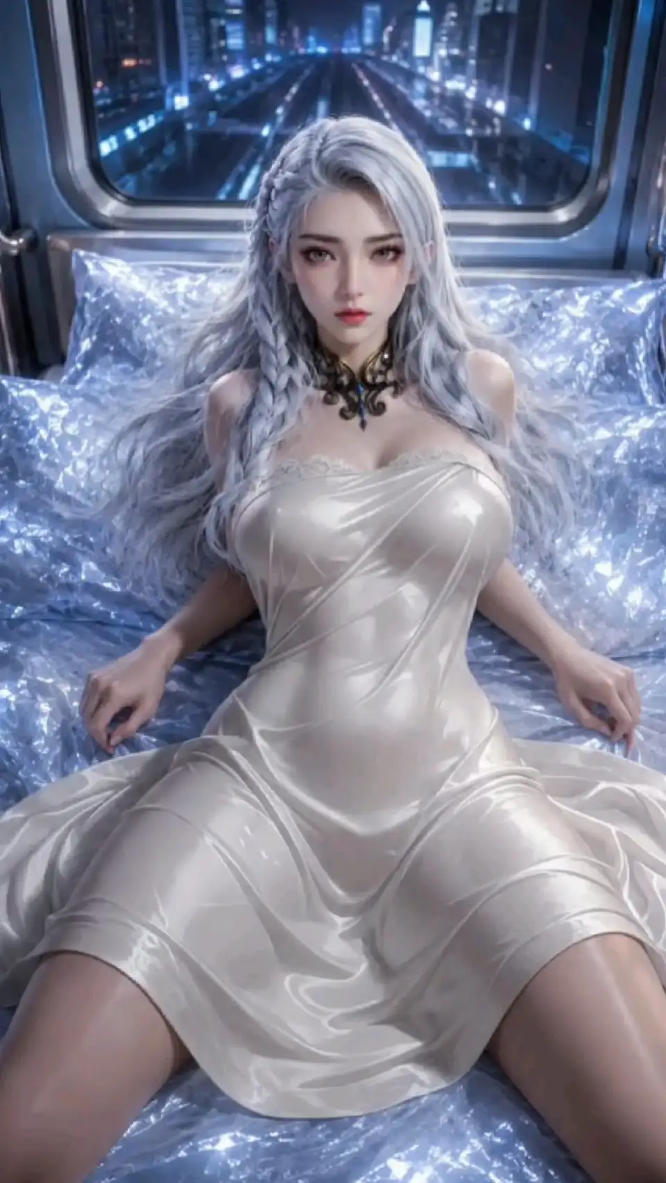 未来列车上的银发少女