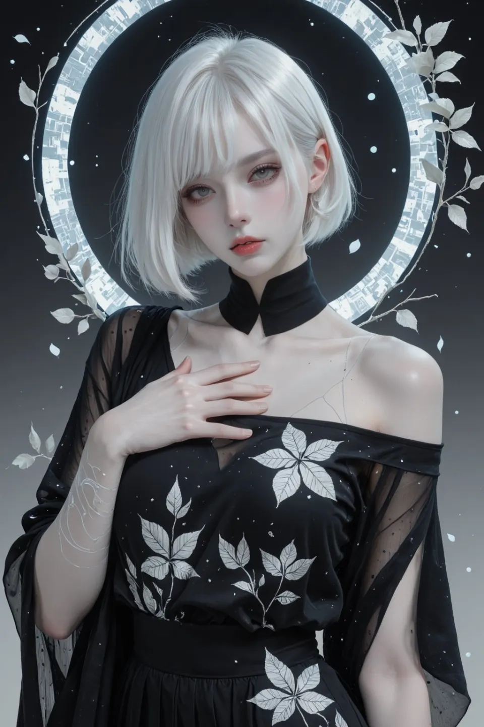 月影下的银发少女