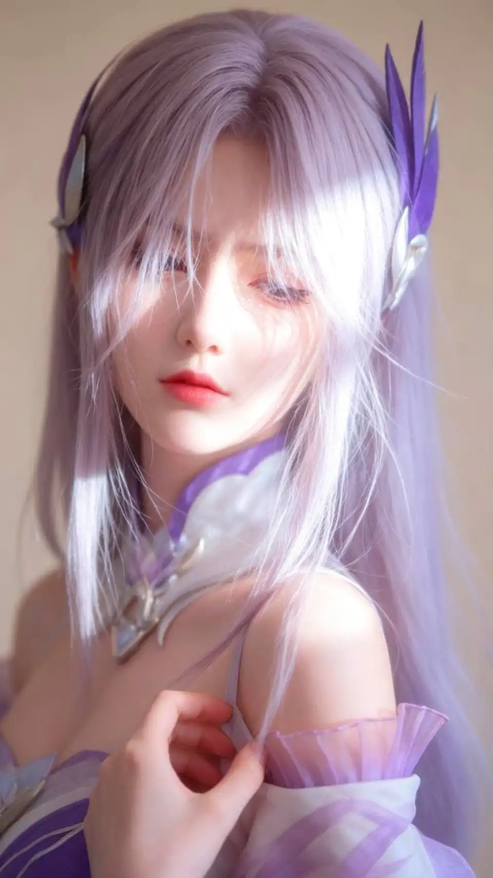 紫发少女光影写真