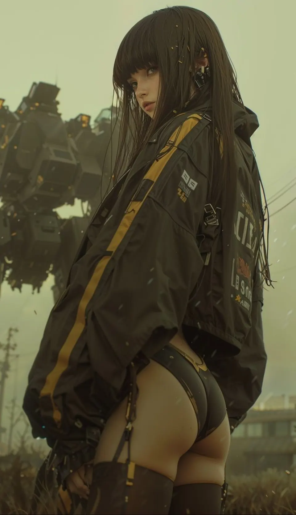 废土机甲前的赛博少女