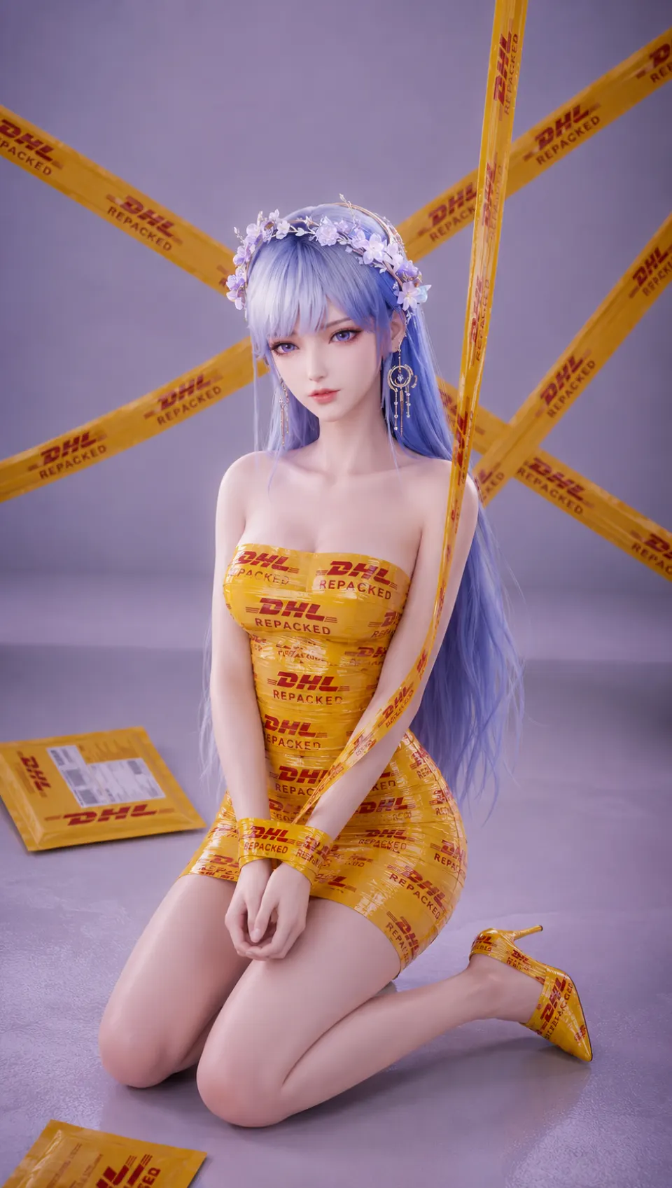黄色快递包装女性