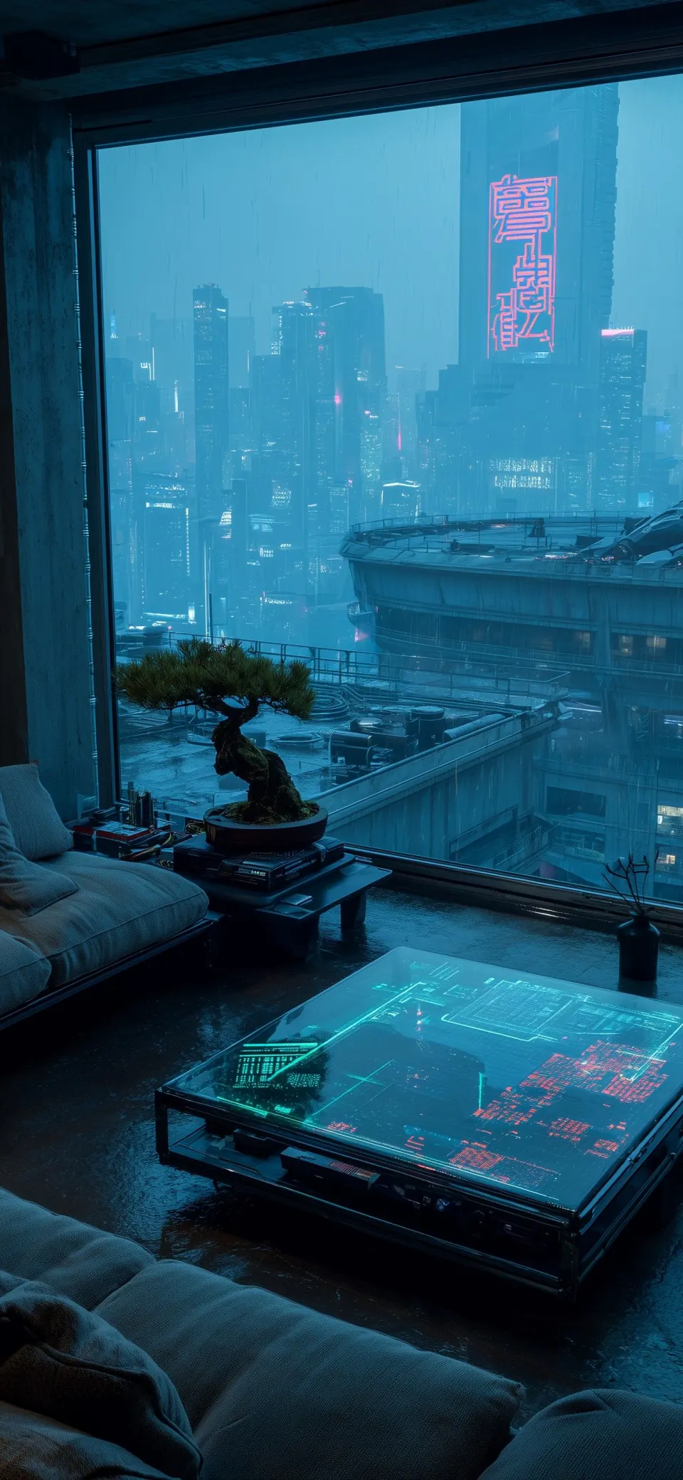雨夜霓虹窗景
