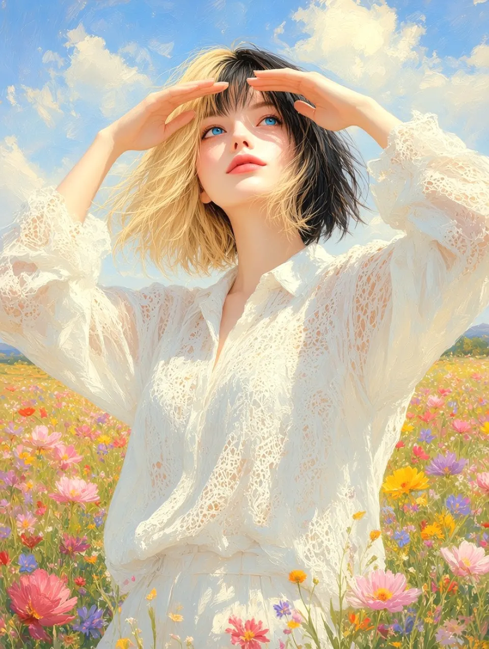 花田仰望的白衣少女