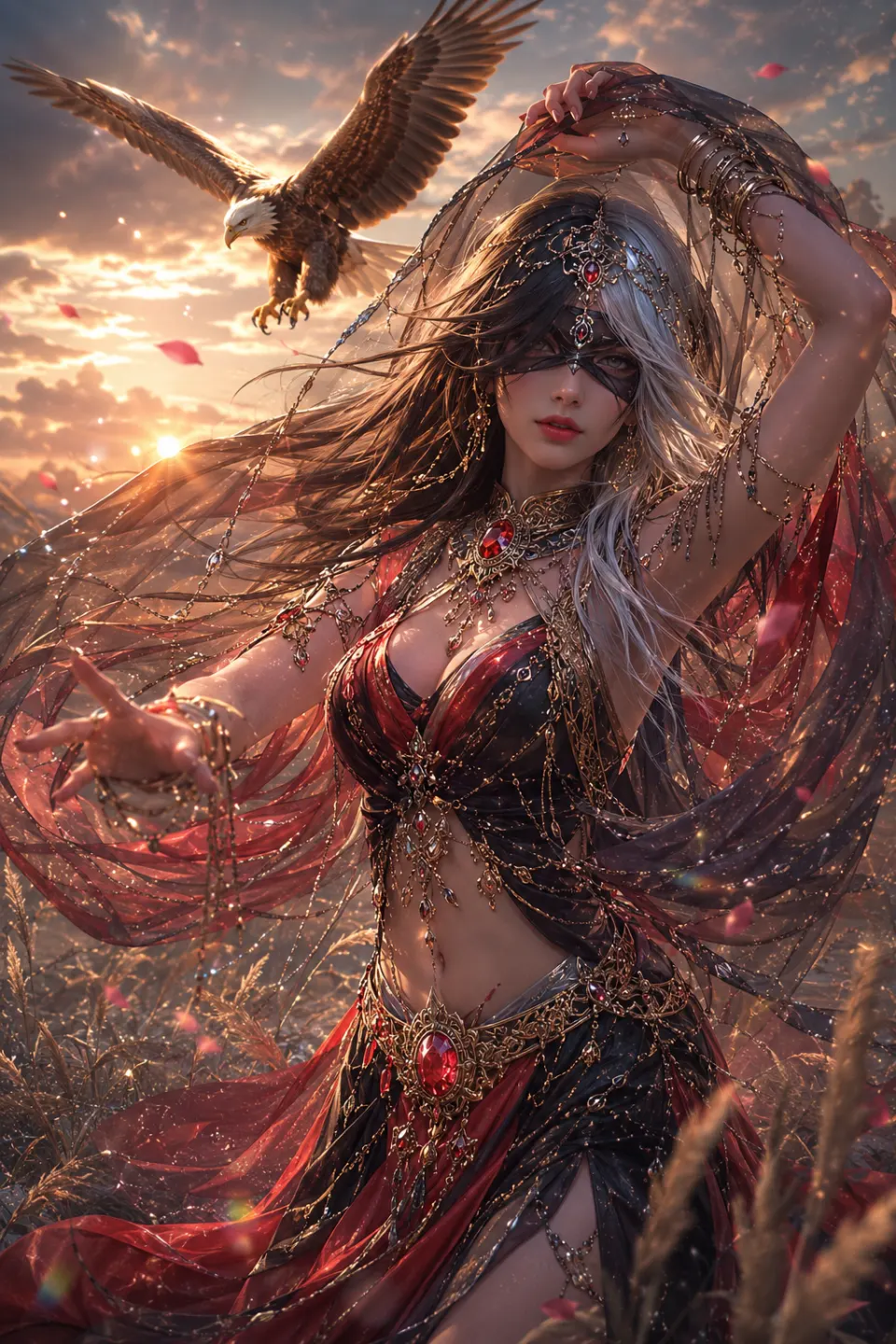 暮色鹰语：红金幻纱舞者