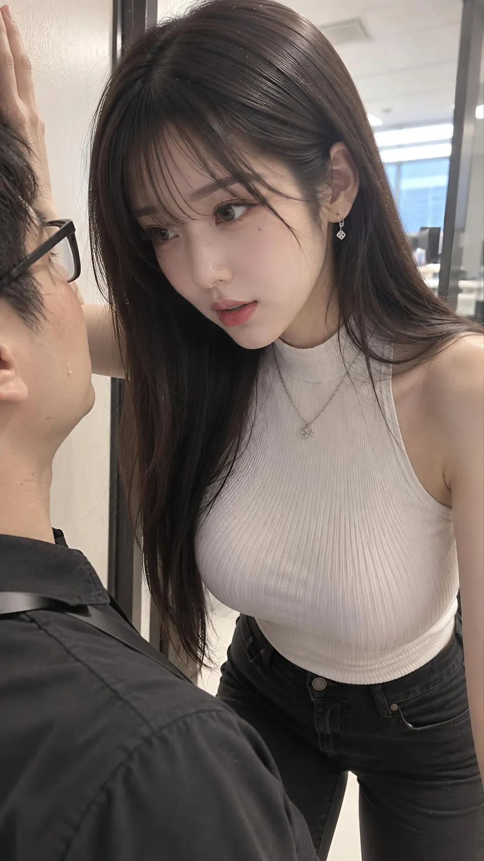 门口近距离交流