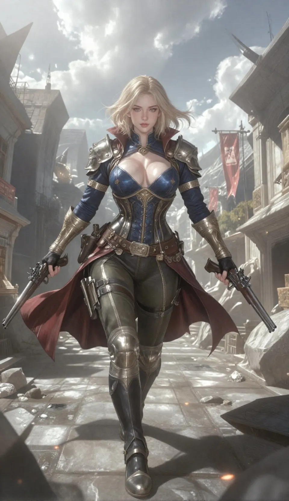 双枪女骑士奇幻城镇漫步