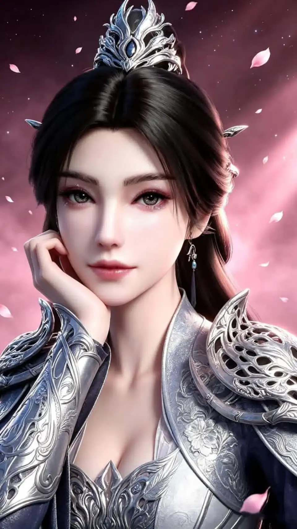 银甲粉花女性特写