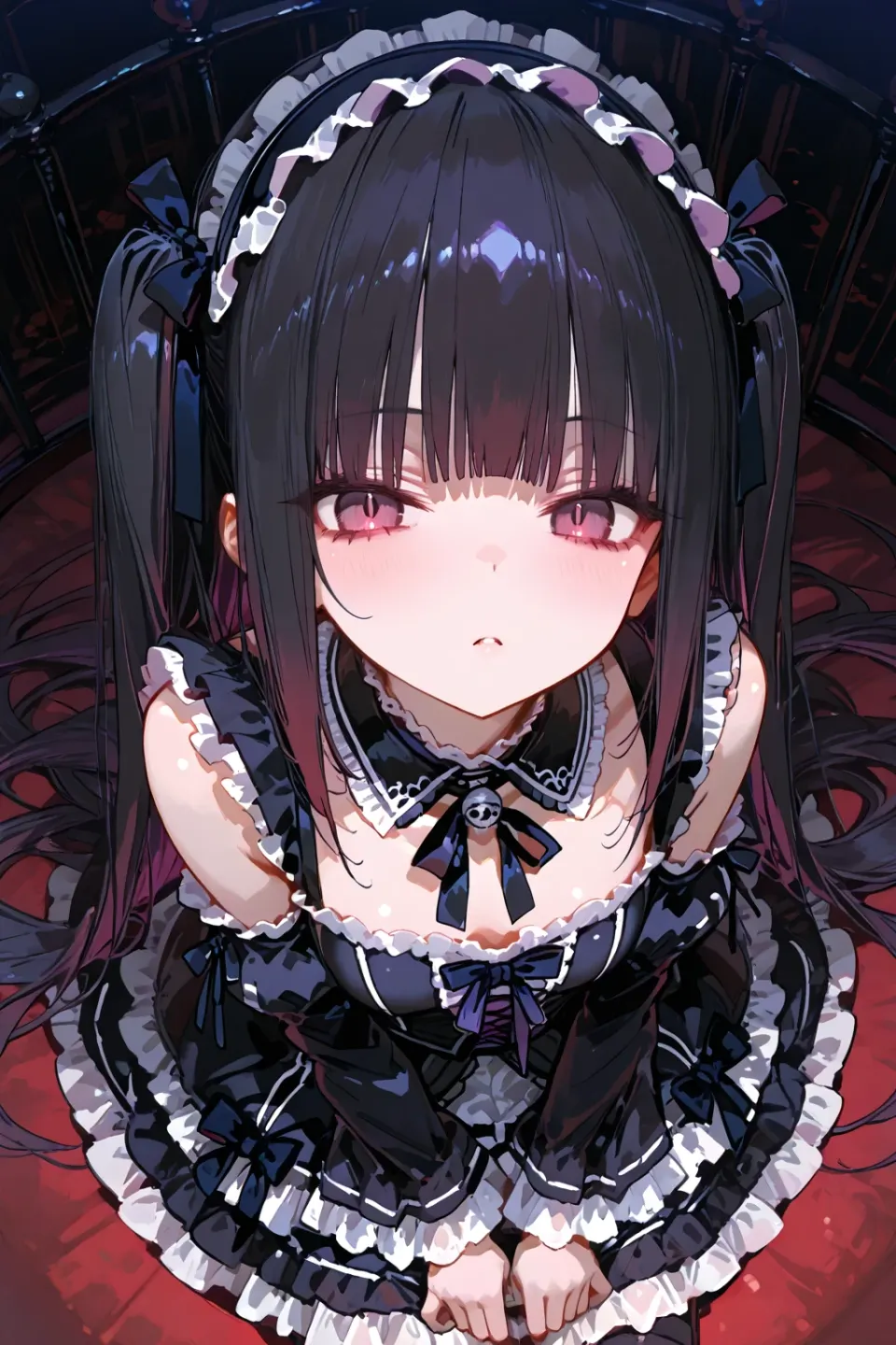 暗色哥特女仆少女特写