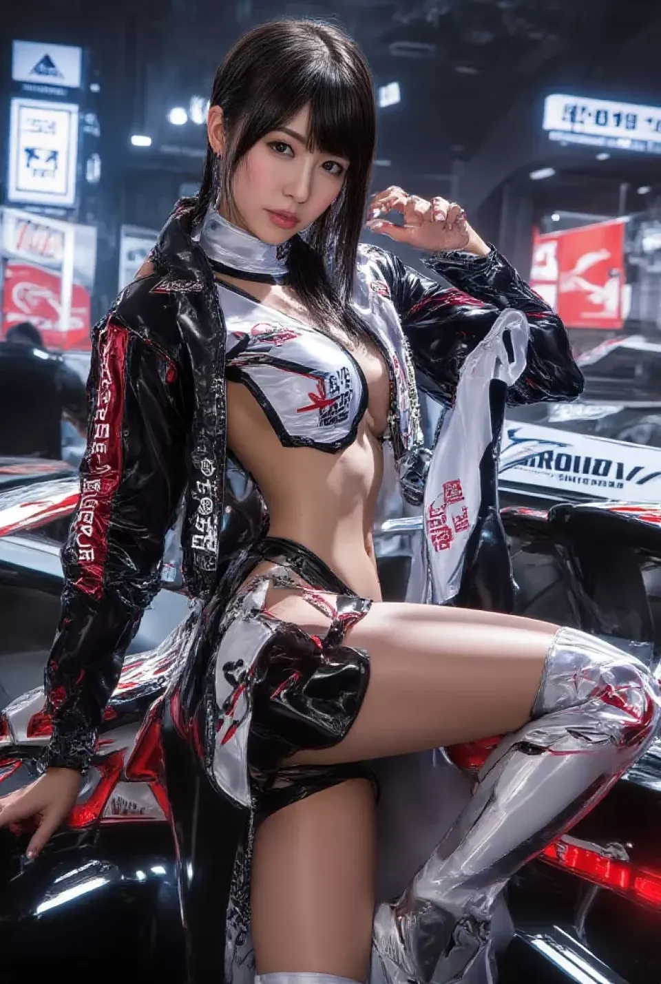 未来车旁赛博女性