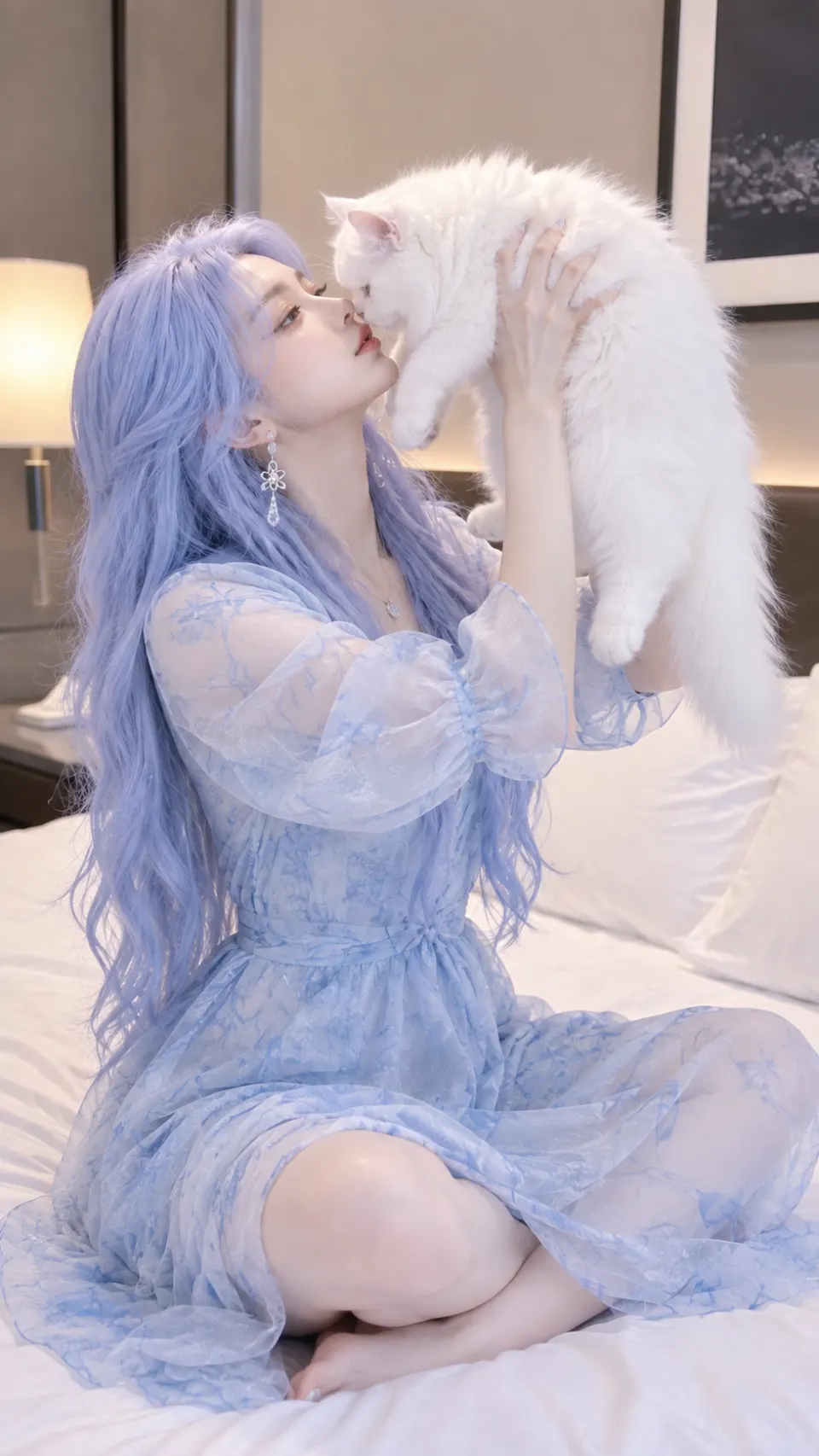 抱猫的薰衣草发少女