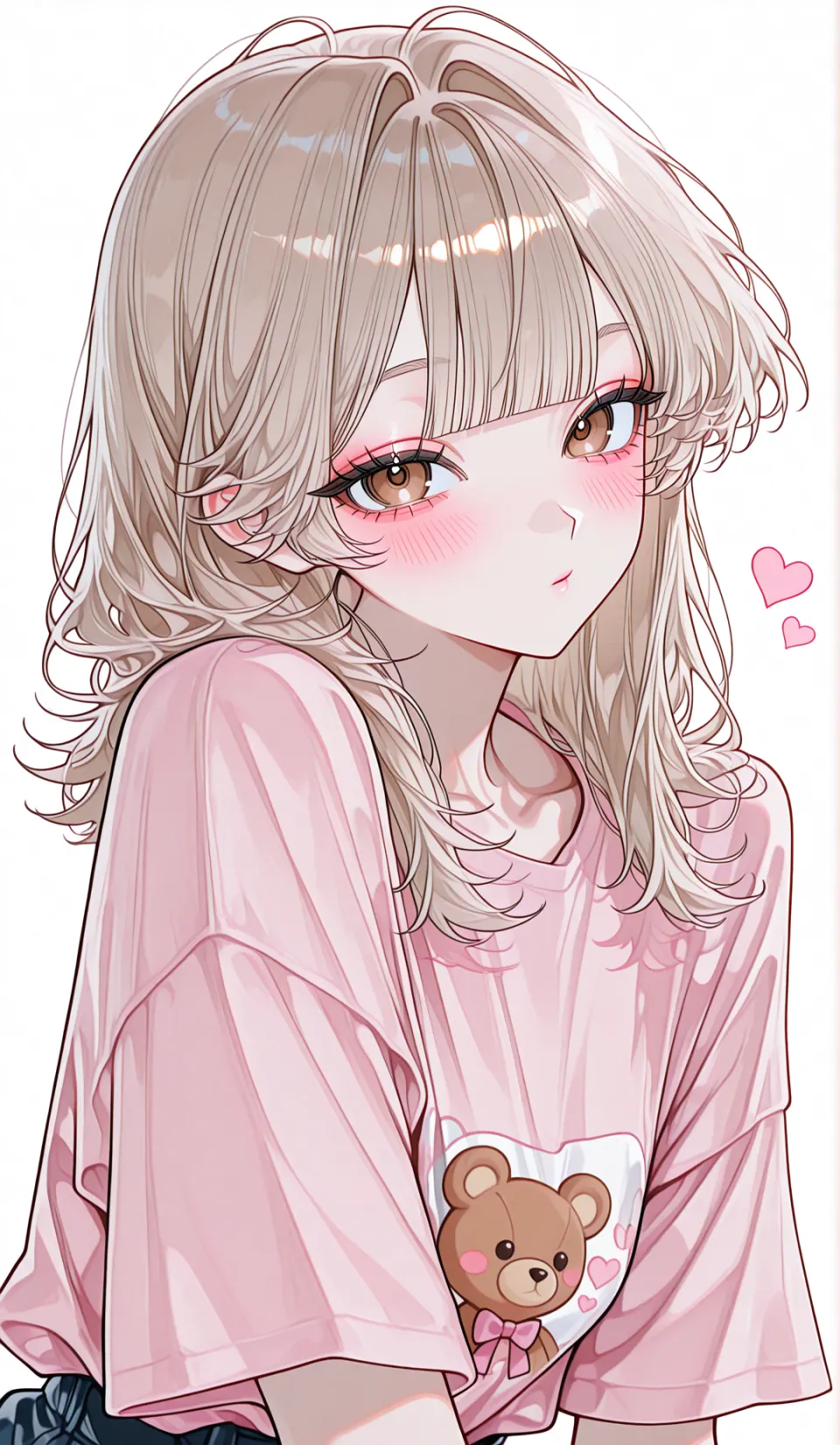 粉色泰迪熊少女