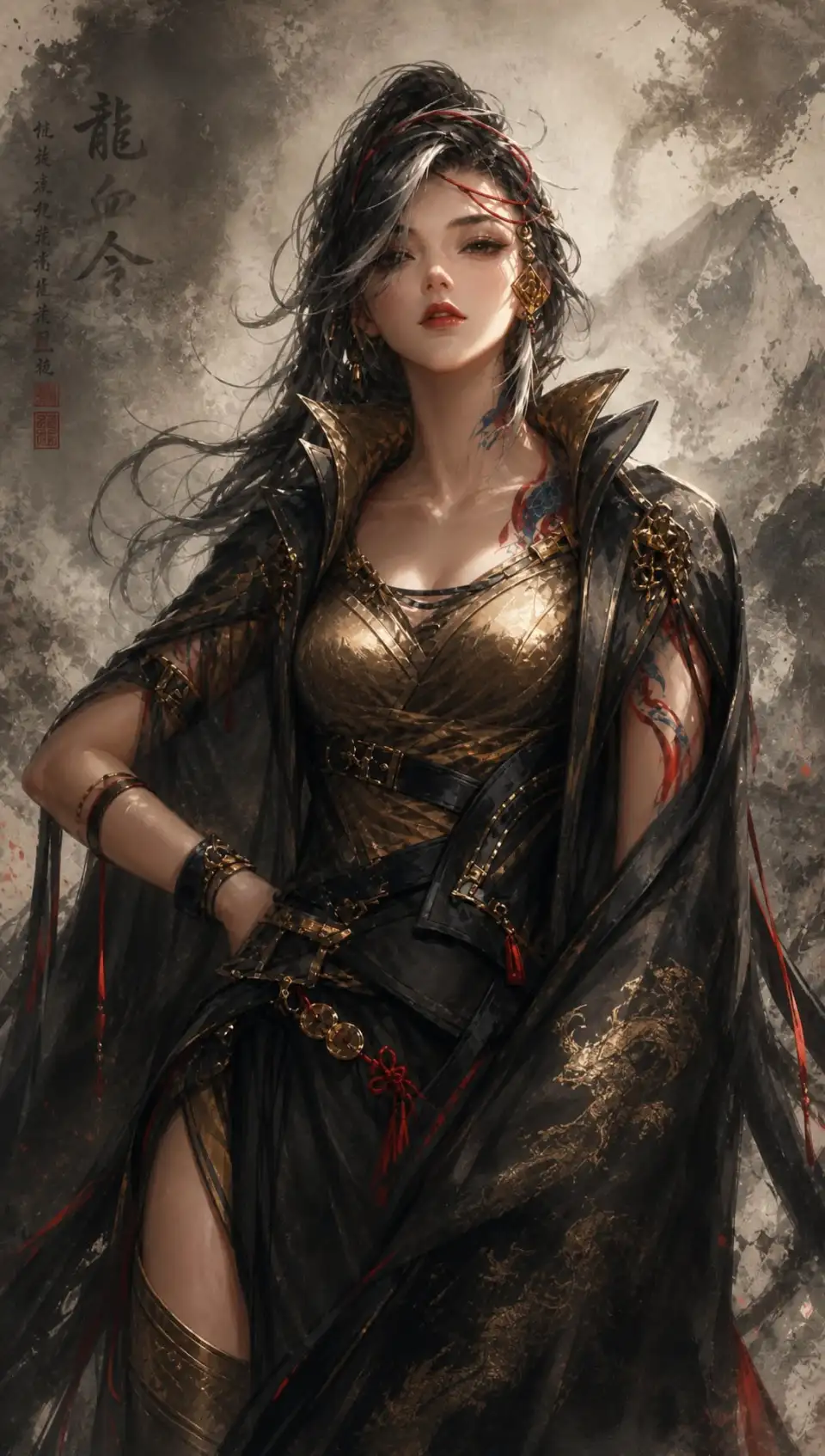 龙纹金甲女性战士