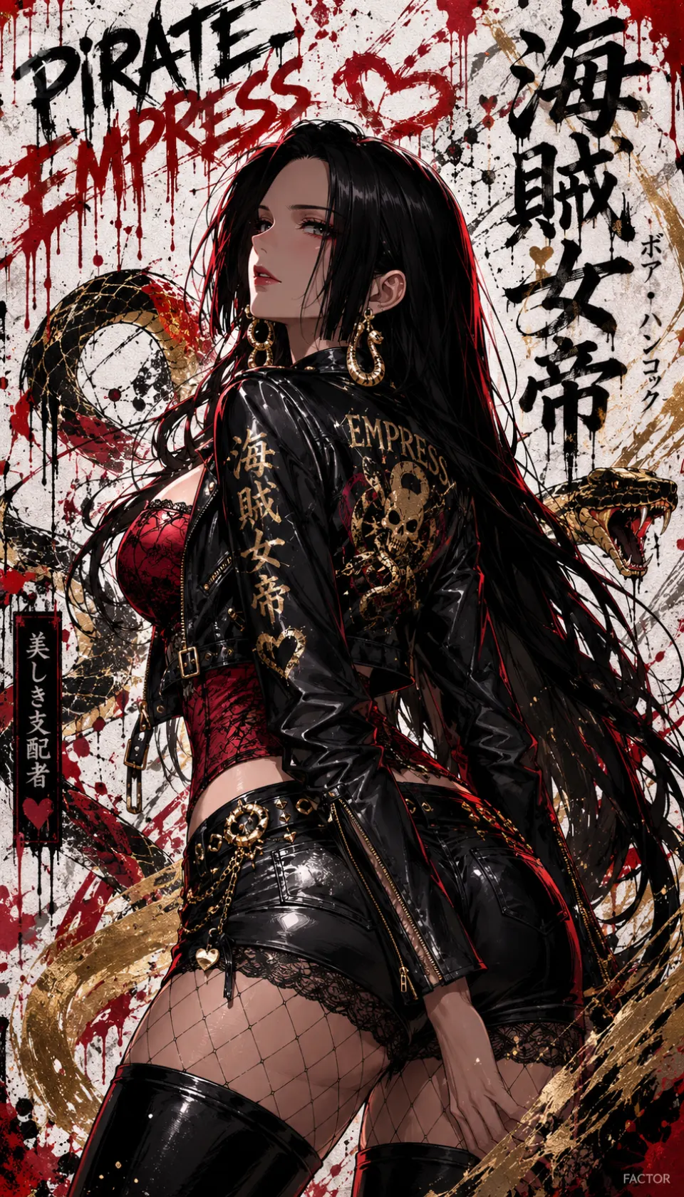 朋克风海贼女帝插画