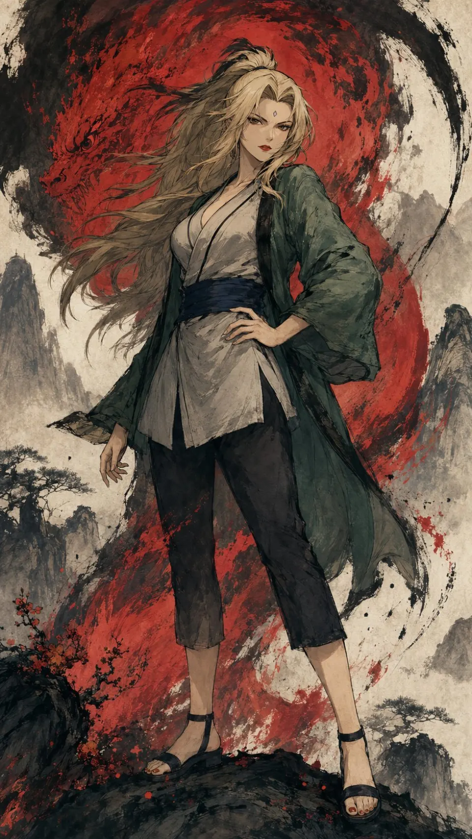 墨韵红龙：东方侠女