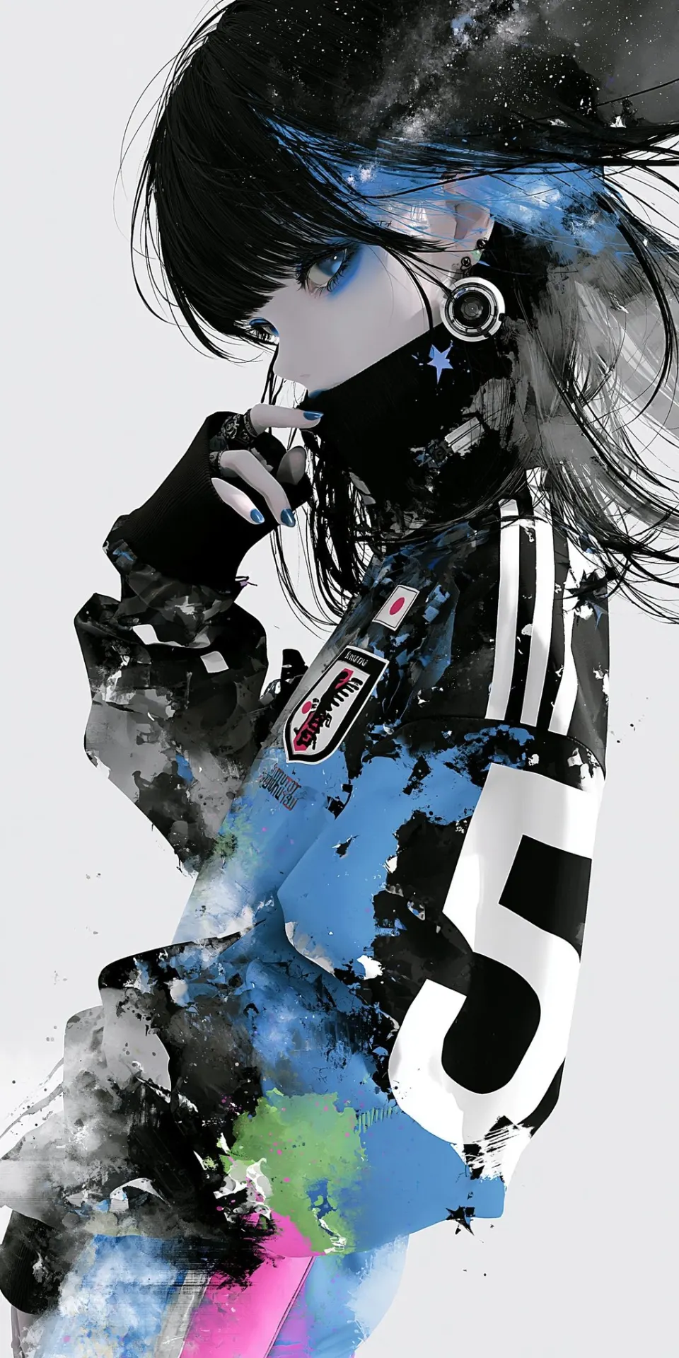 水墨泼彩运动风少女