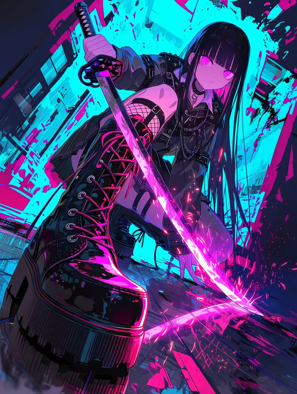 霓虹剑士：赛博朋克少女