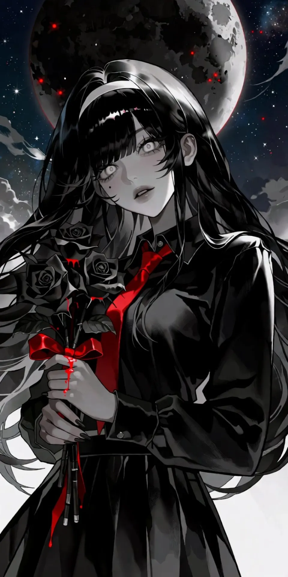 血月下的黑玫瑰少女