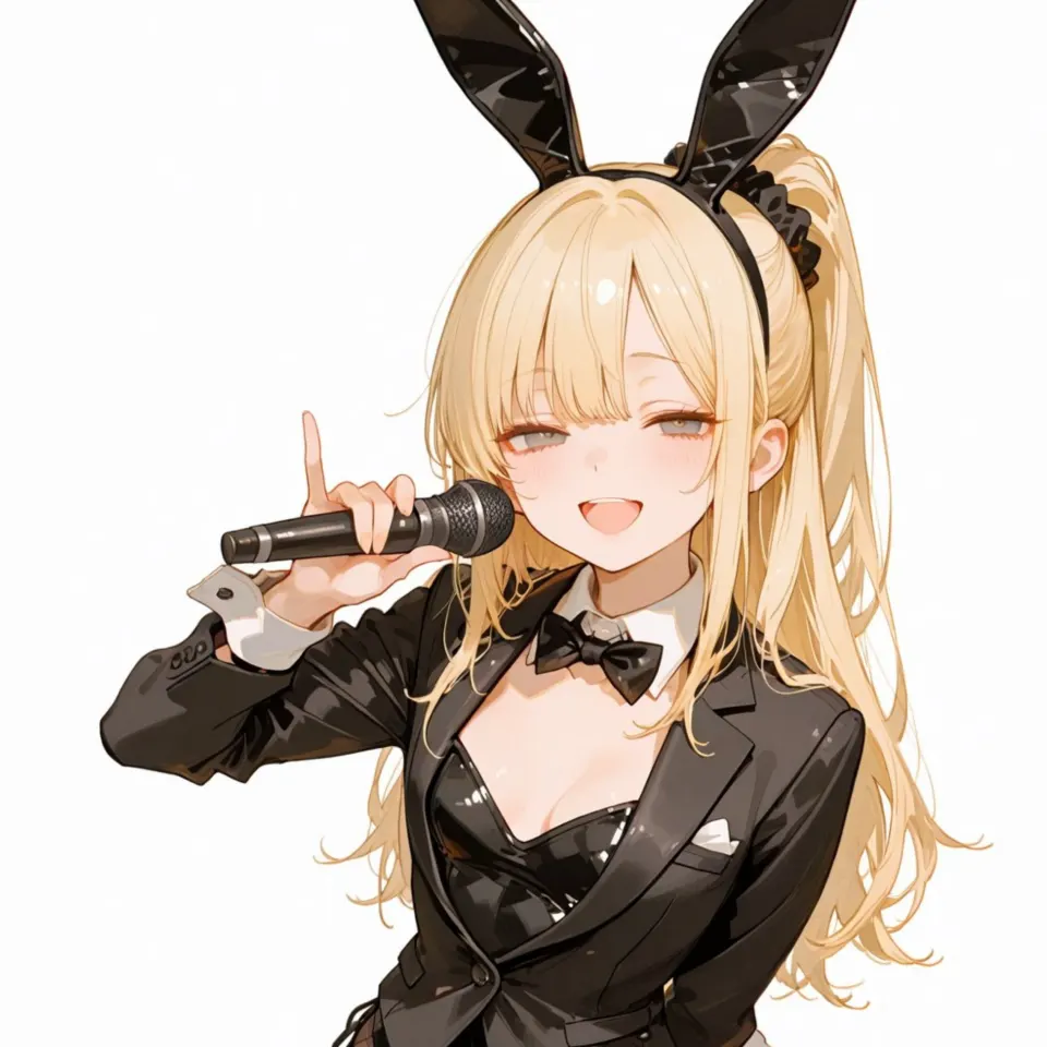 兔耳西装金发少女演唱插画