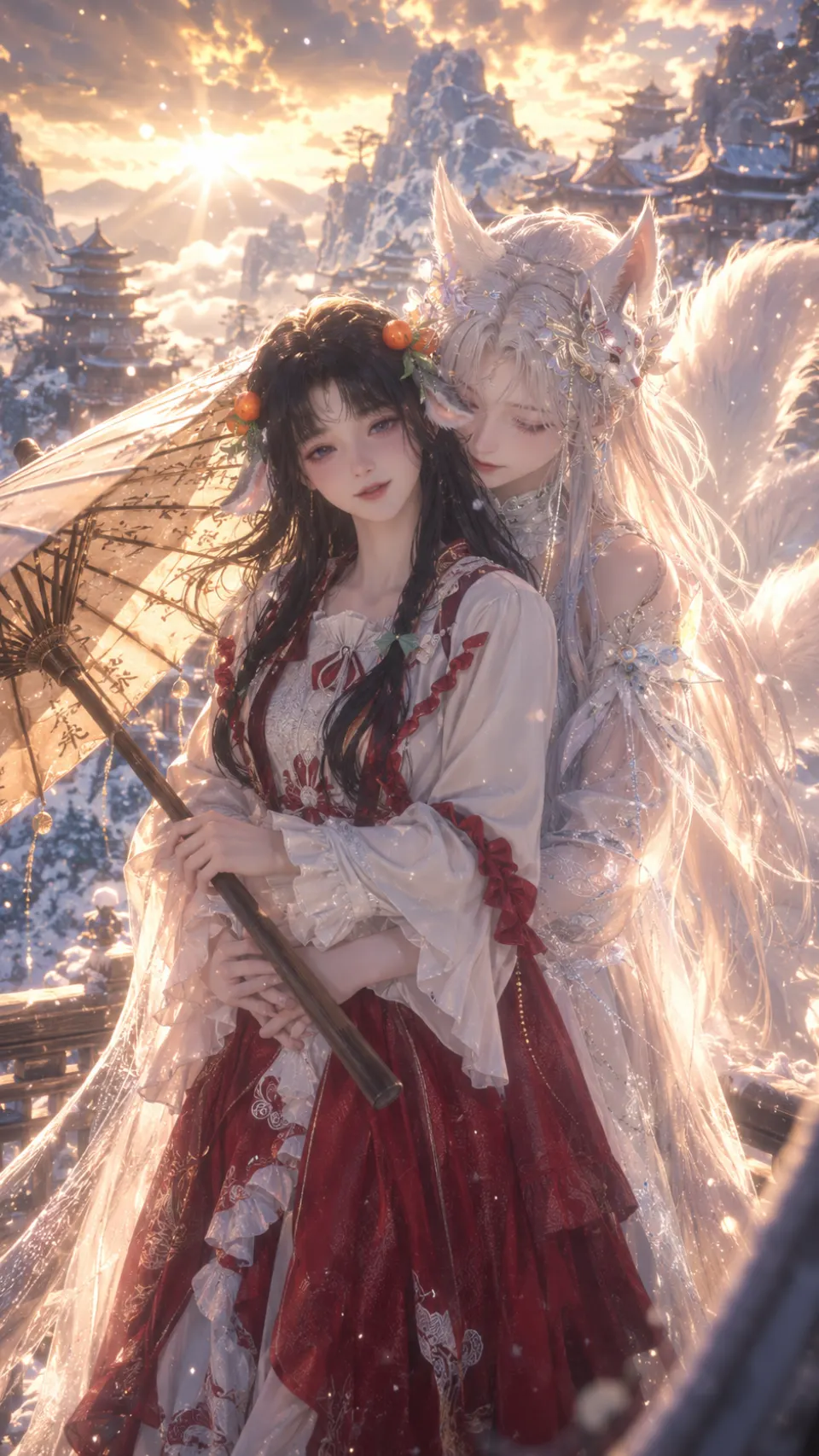 雪落古寺旁