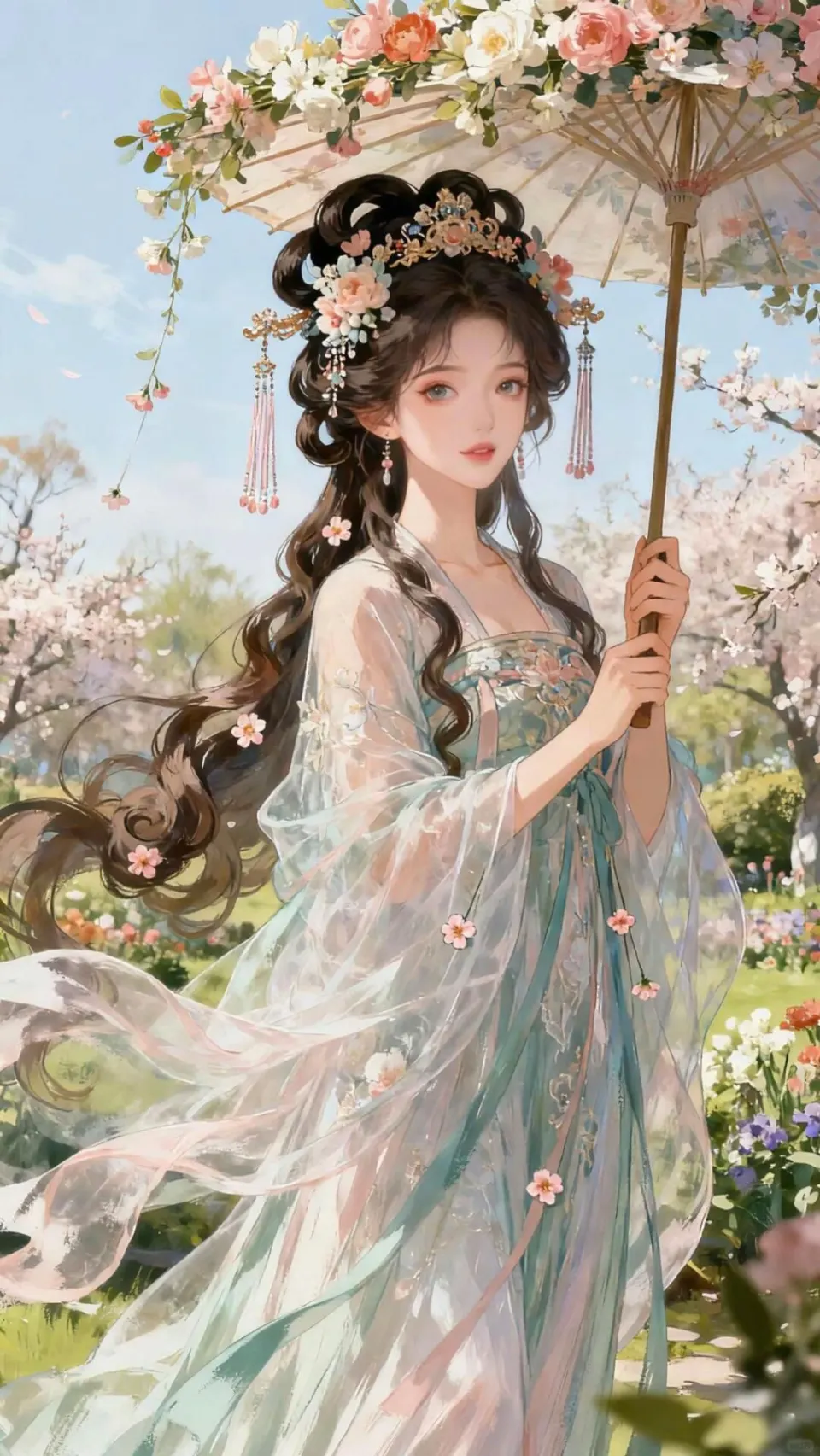 花伞下的古风仕女
