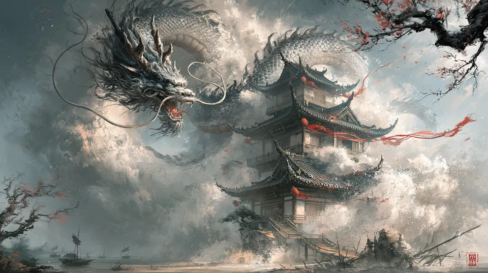 云龙绕古塔