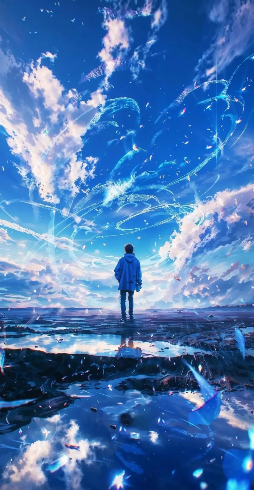 海面上的蓝衣少年