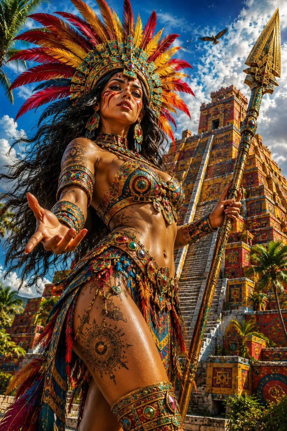羽蛇神女祭司与玛雅金字塔