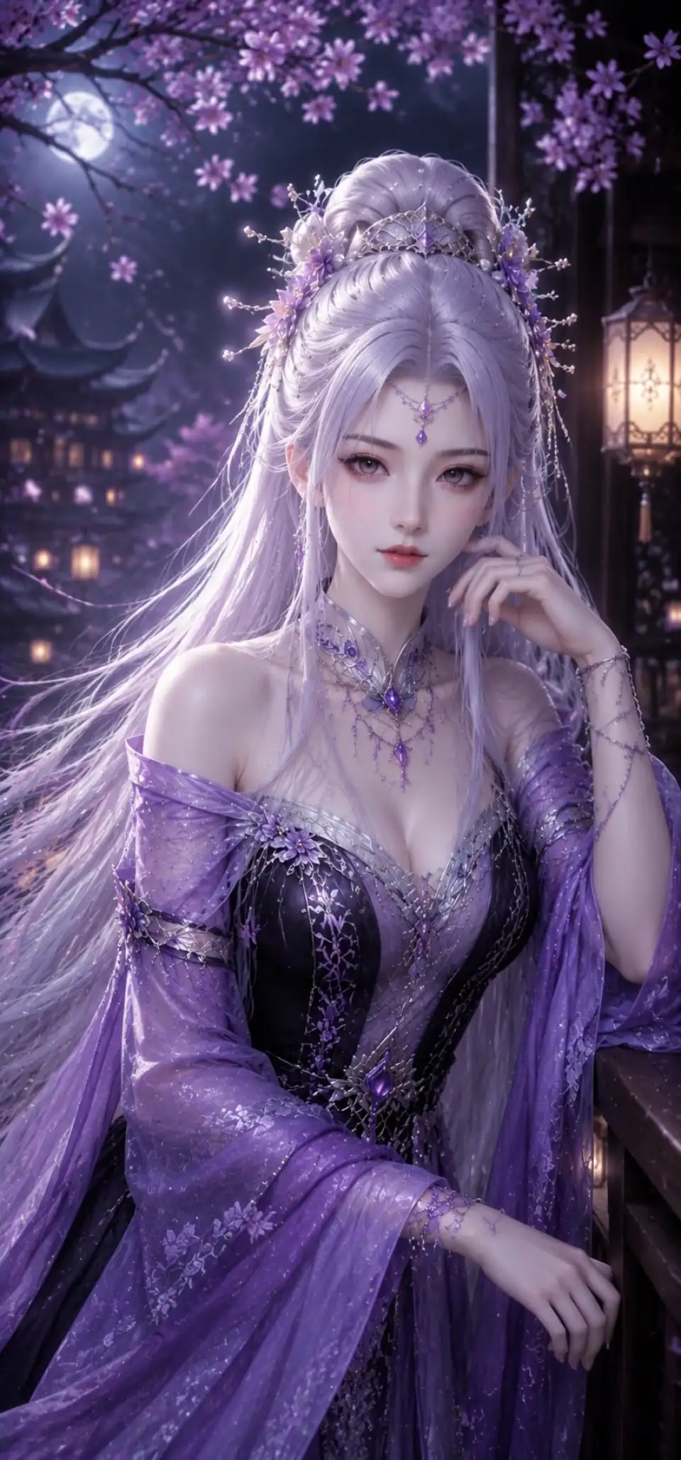 月下紫藤幻想女性