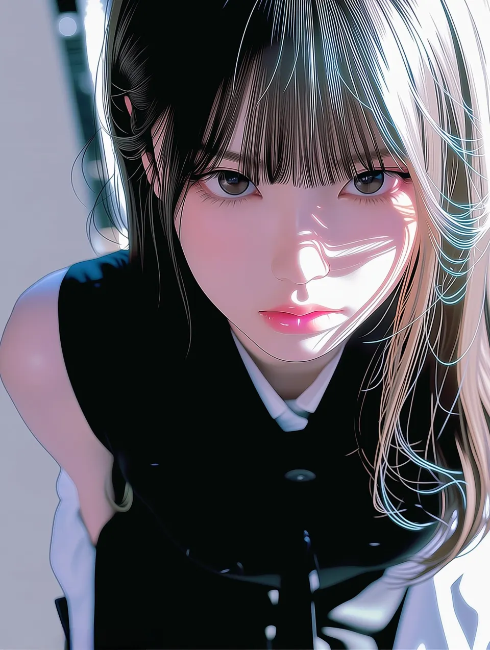 光影交错下的动漫少女肖像
