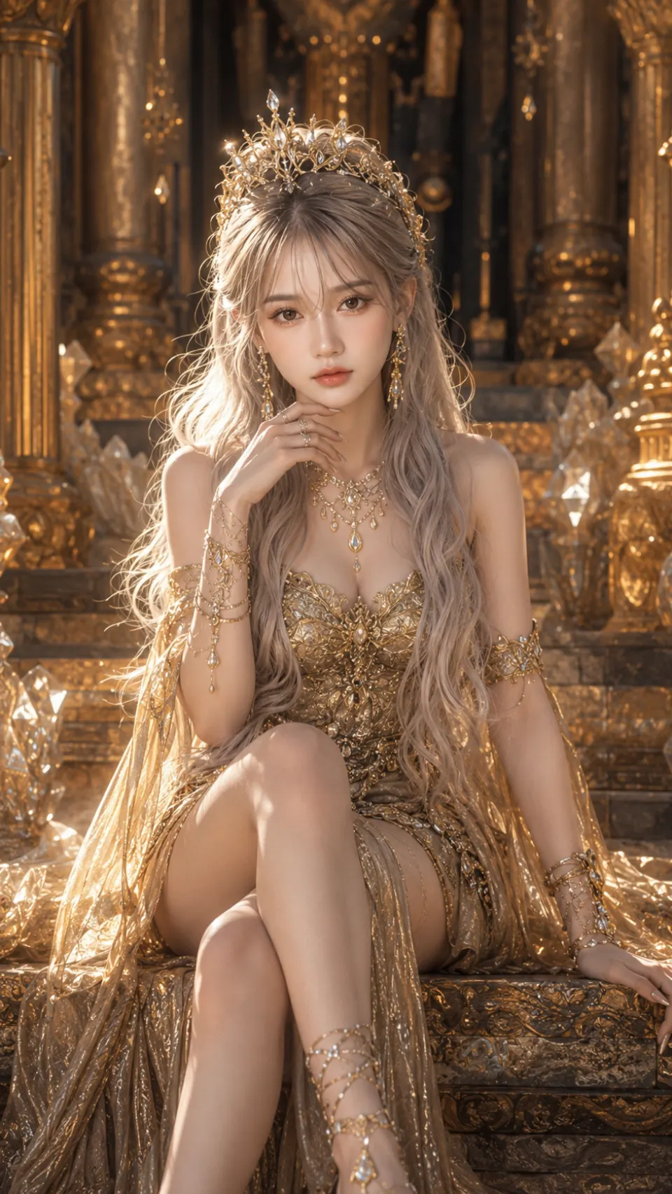 金辉王座上的皇冠少女