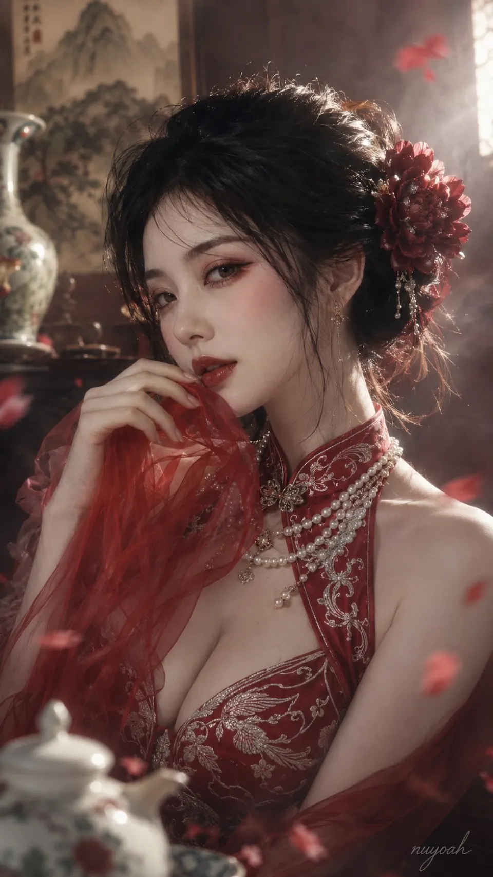 红纱珠翠·中式古典人像