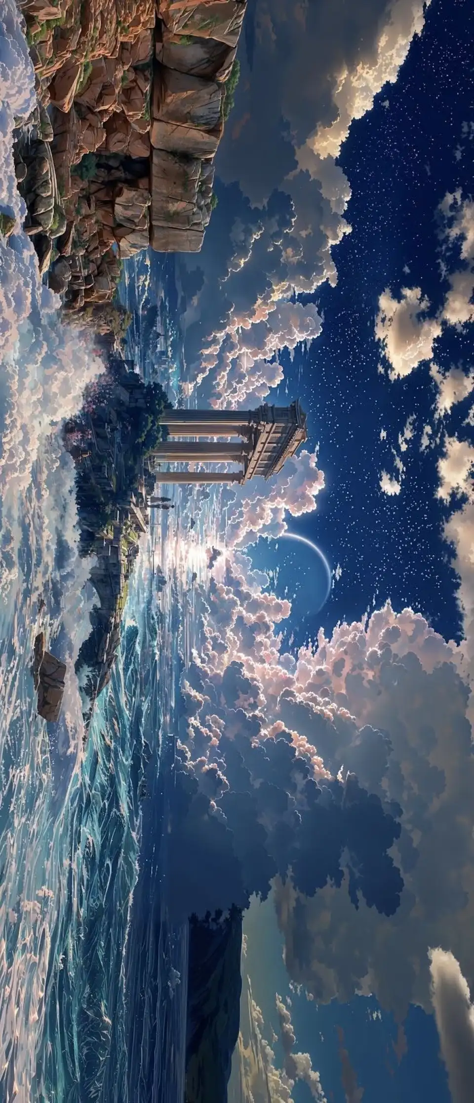 星月云海中的悬崖神殿