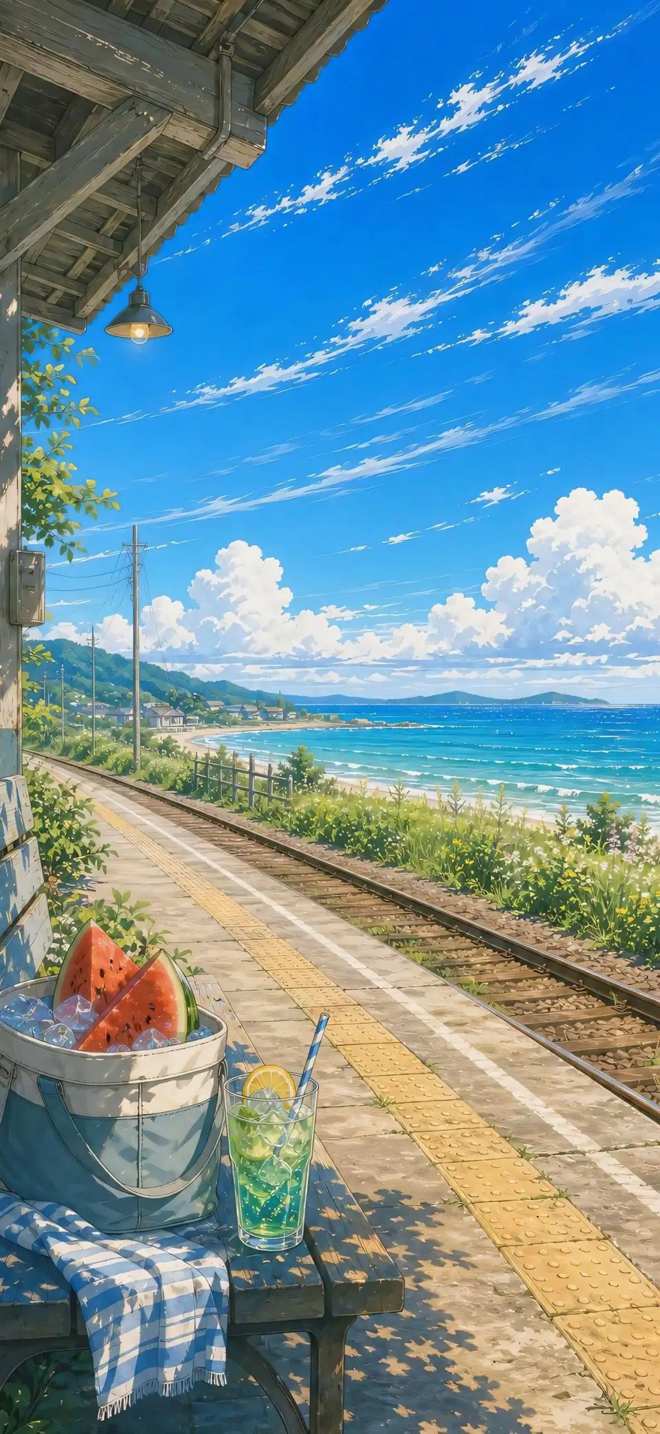 海边铁路线夏日风景