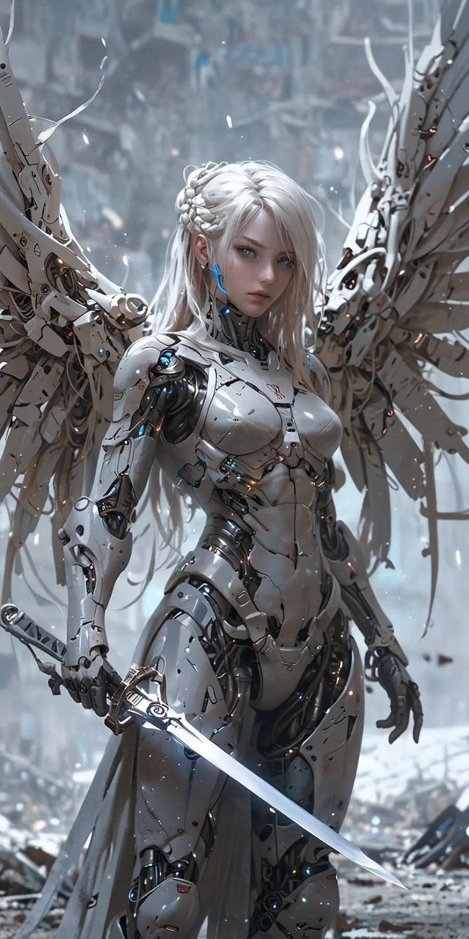 废墟中的机械天使战士