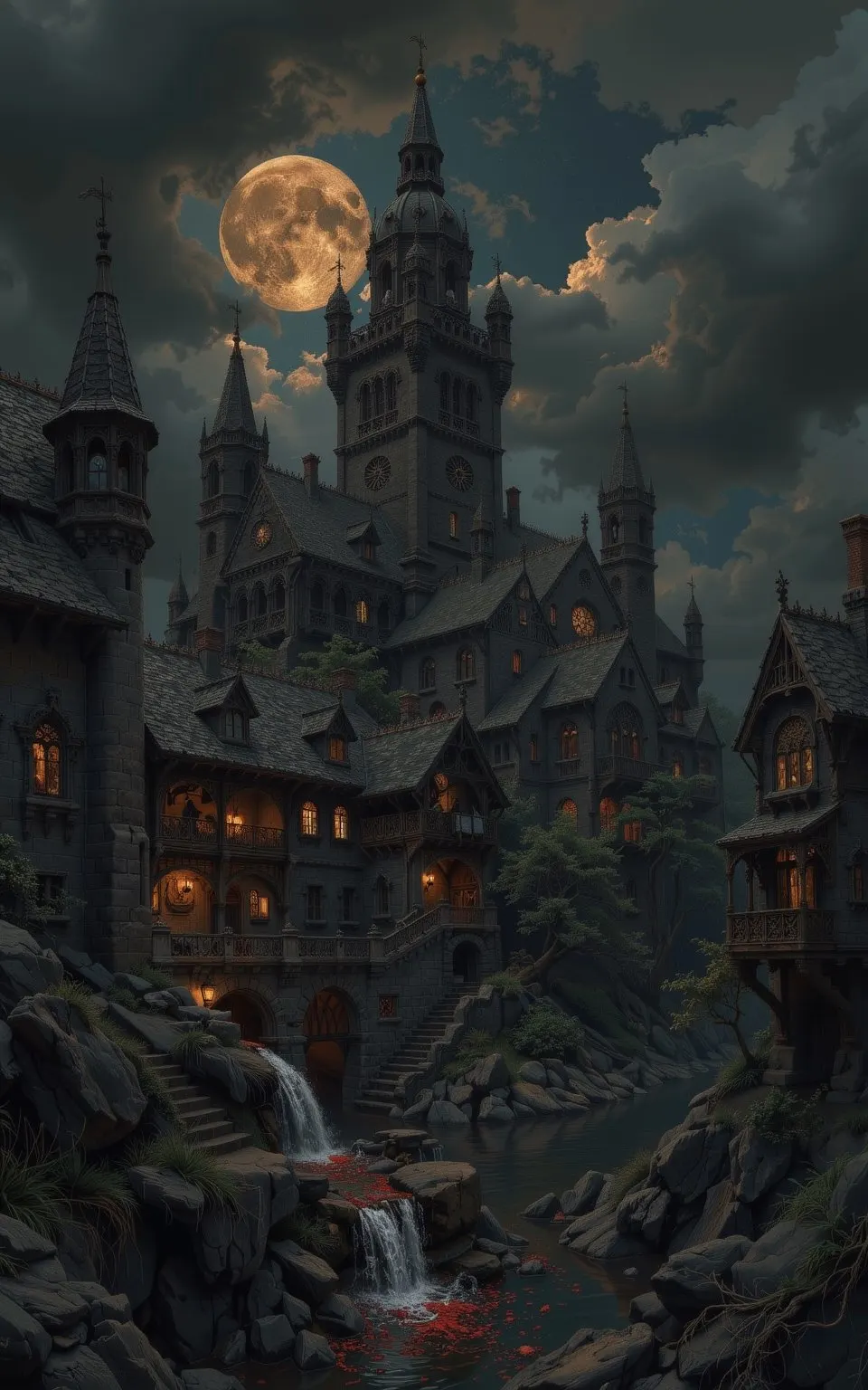 月夜下的哥特式古堡