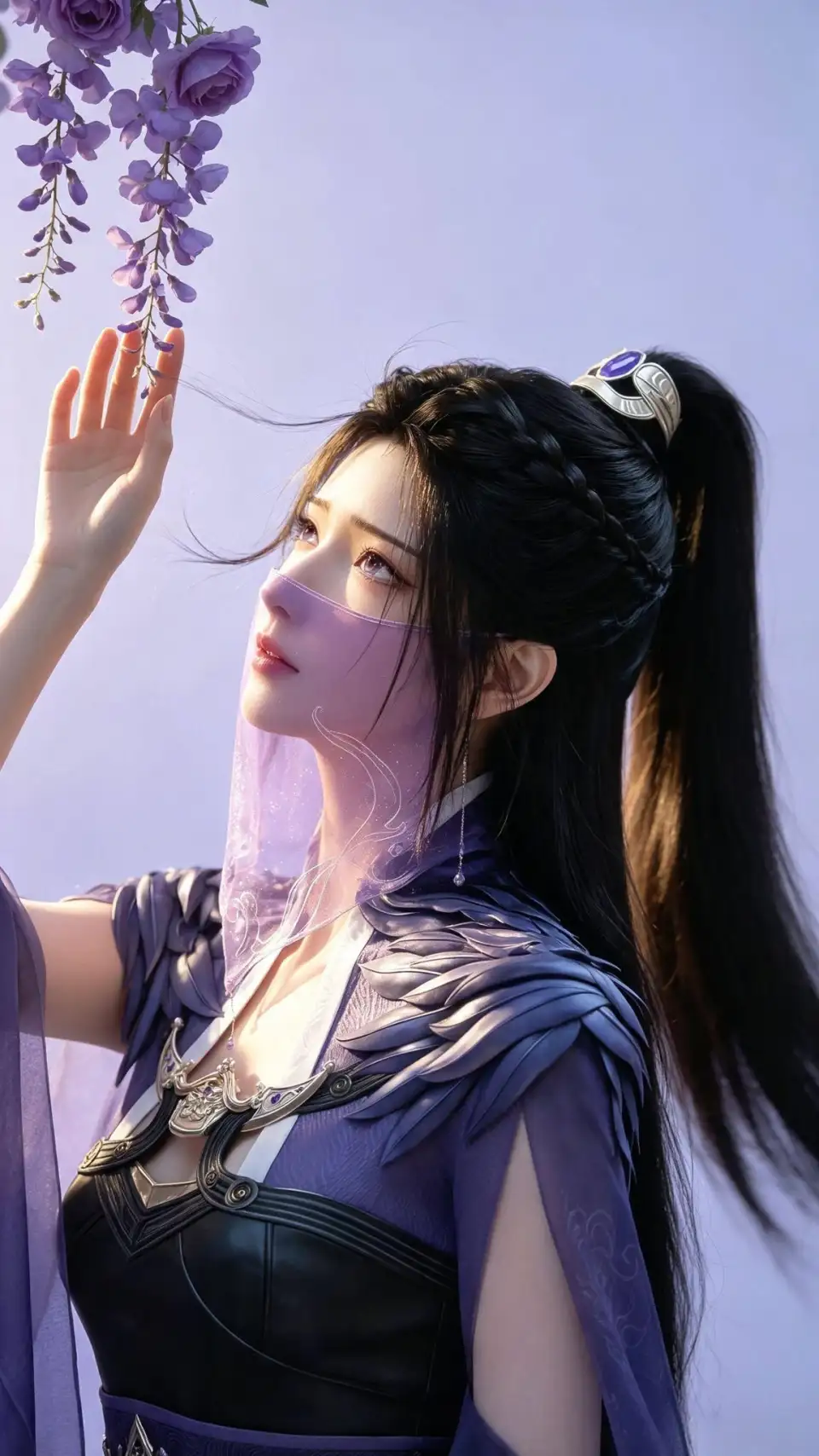 紫藤花下的古风少女