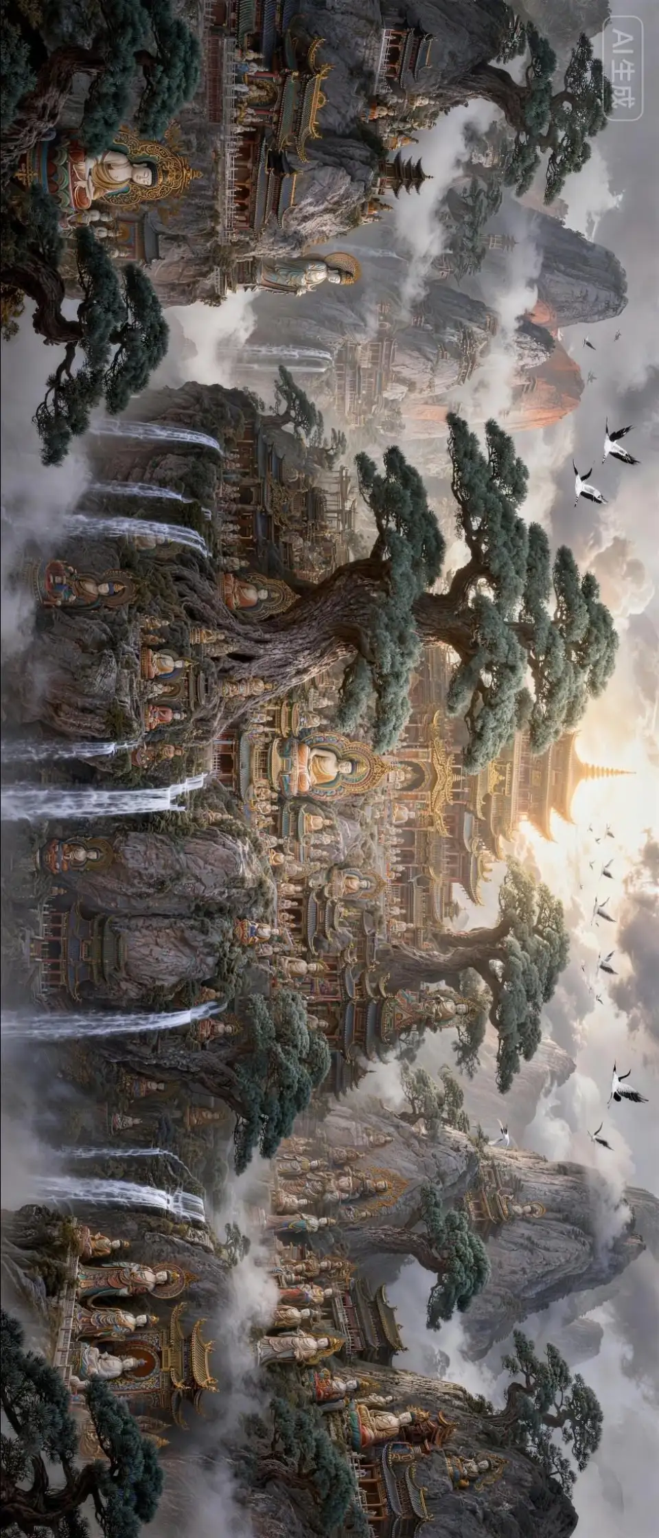 云端佛国山水图
