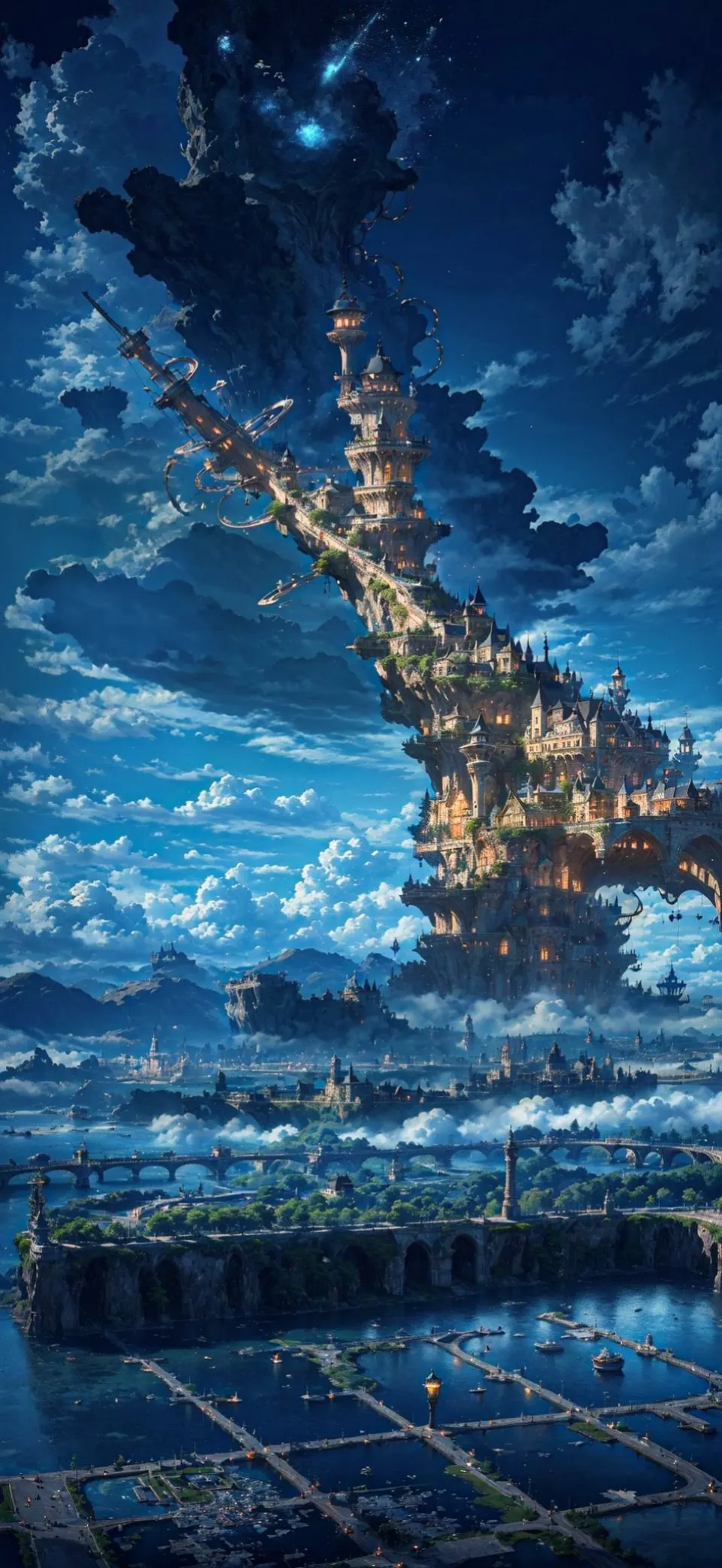 云端浮空巨塔与星河幻境