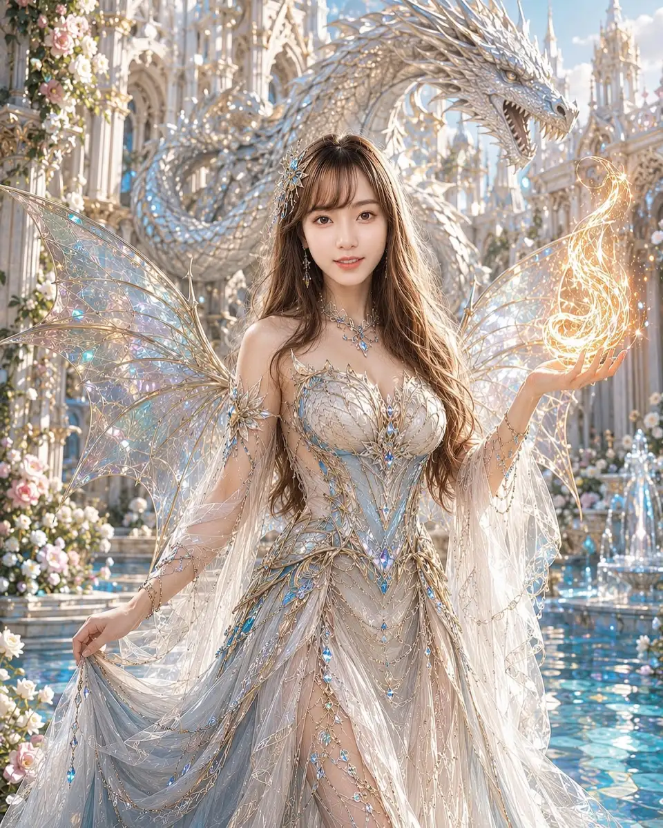 银龙守护下的水晶精灵
