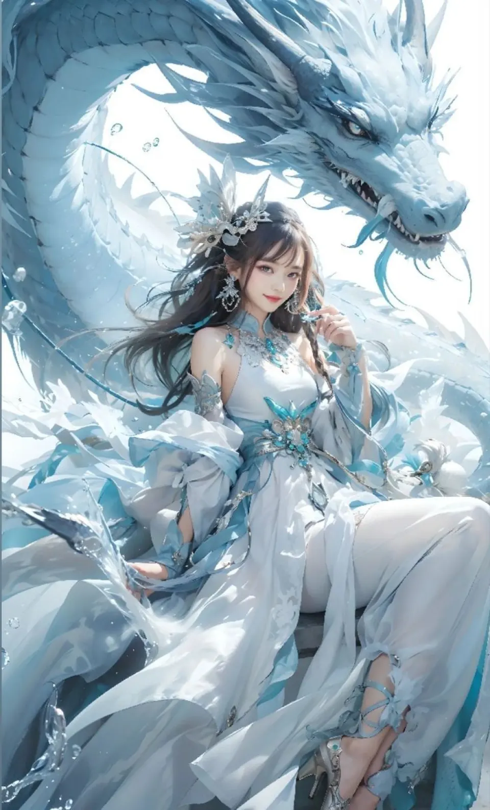 冰蓝龙姬与白龙