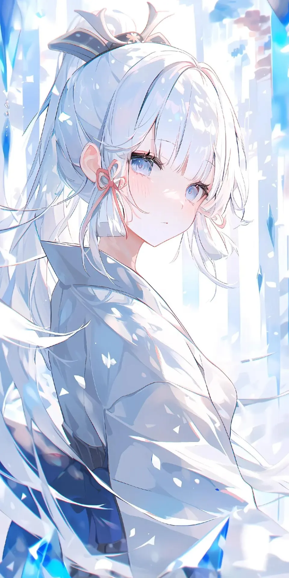 冰晶光影下的银发少女
