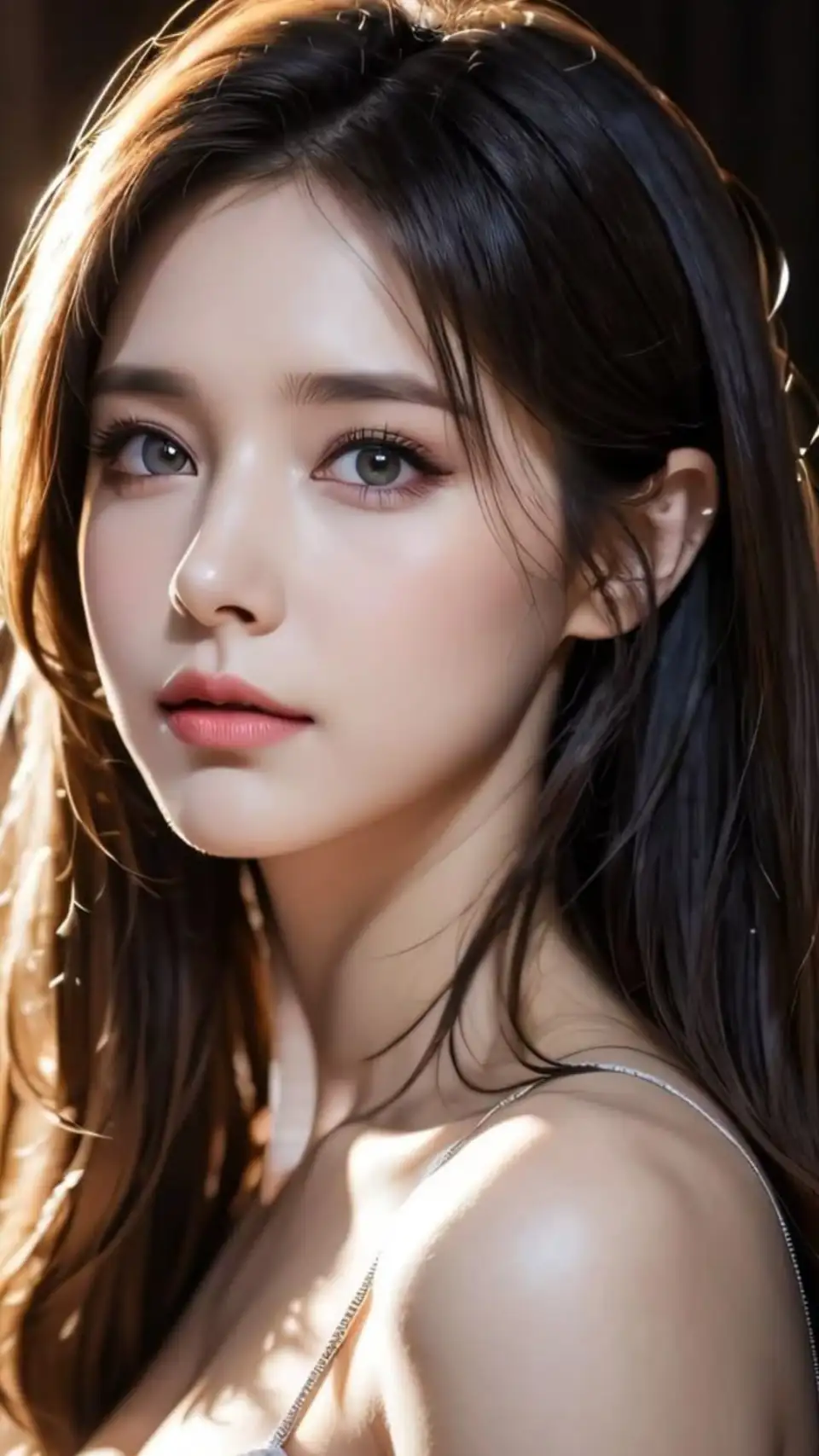暗发暖光侧脸
