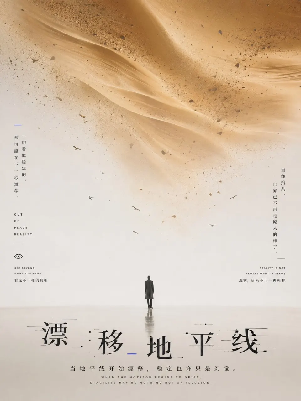 漂移地平线的沙色概念海报