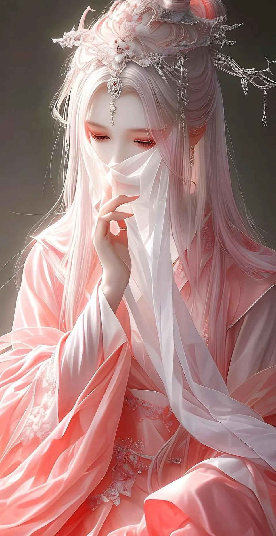 粉纱蒙面古风仕女